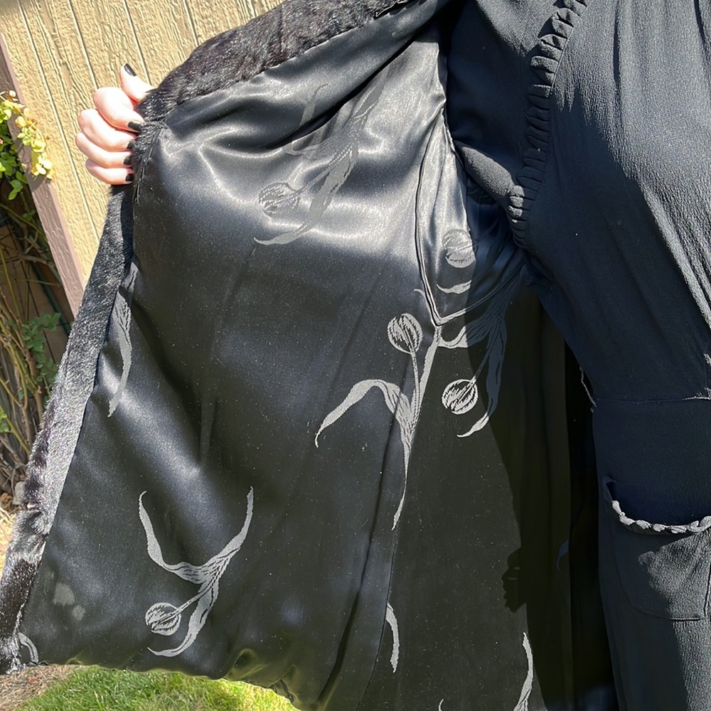 Mid Century Fur Coat Maxi Midi Length Black Cuffed  by Vancouver Fur Co Sz S/M - Picture 3 of 13